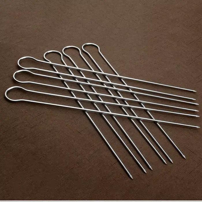 Ensemble de brochettes de Barbecue Double en acier inoxydable, 6/10/12 pièces, bâtonnets de Barbecue en métal, outils de pique-nique pour le Camping