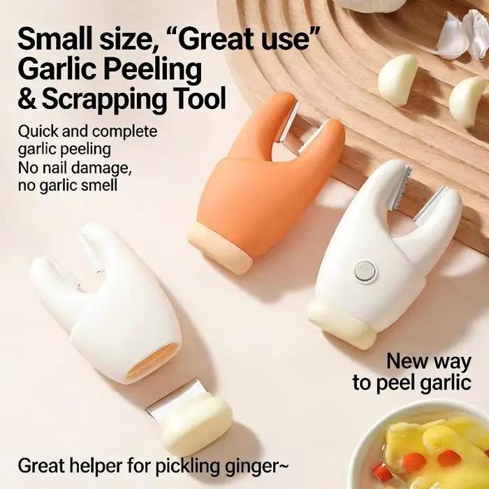 Éplucheur d'ail 2-en-1 avec poignée antidérapante - Clips manuels pour éplucher et outil à légumes pour une préparation culinaire facile