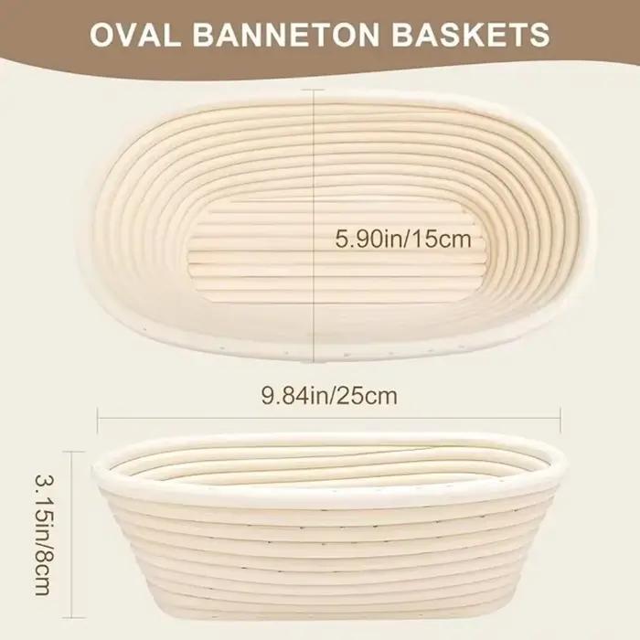 Panier de Fermentation de pain ovale européen, Structure en rotin naturel doublé de lin pour boulangers professionnels à domicile, outils de fabrication de pain