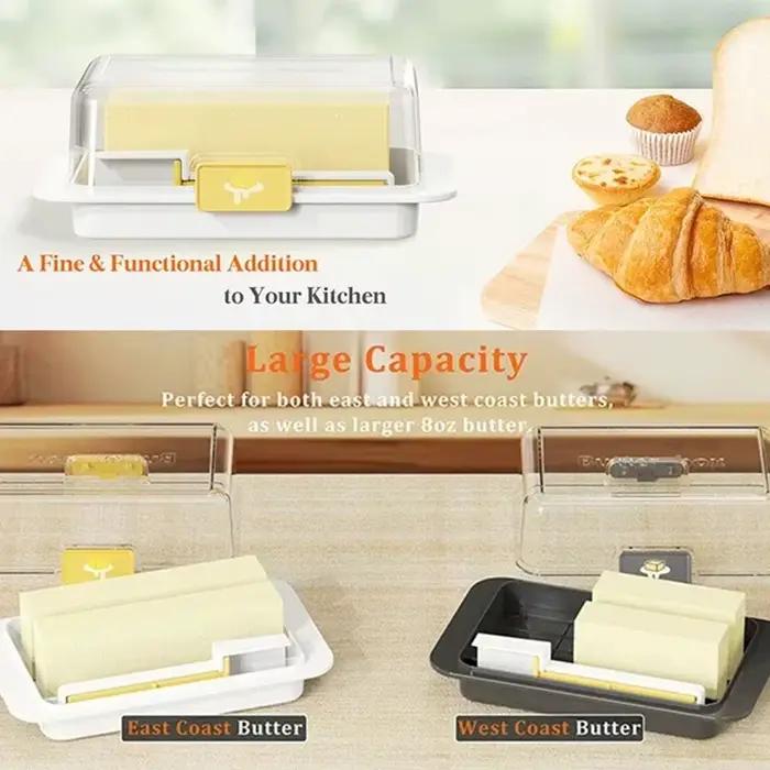 Boîte de rangement de beurre à couvercle Transparent, boîte de trancheuse de beurre réutilisable pour conservation de la fraîcheur, récipient de fromage Transparent anti-poussière pour la maison