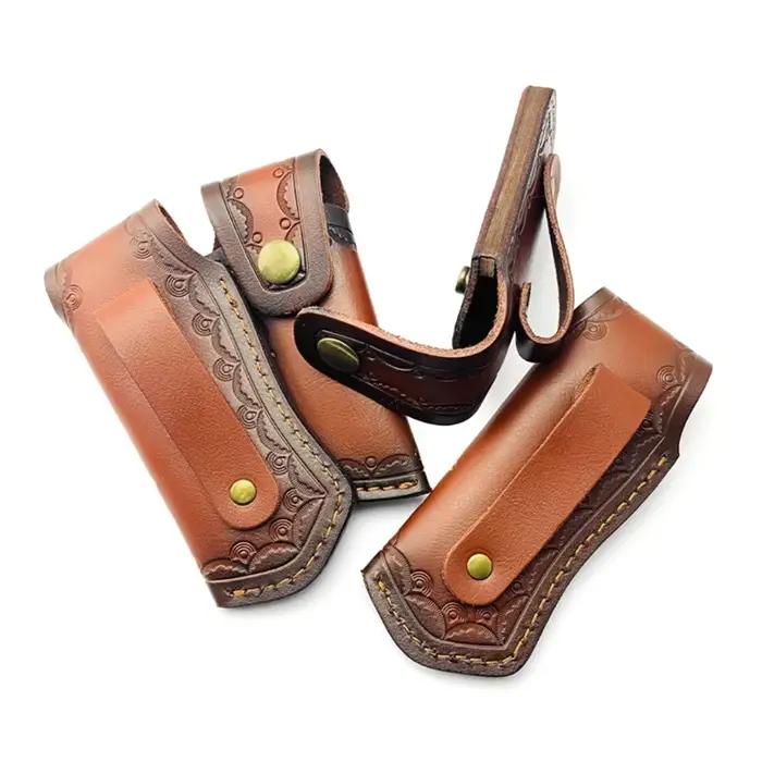 Pochettes à couteaux en cuir étuis à couteaux pliants faits à la main étui à boucle de ceinture sac KXRE