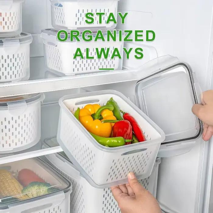Conteneur de stockage alimentaire pour réfrigérateur avec couvercle filtrant