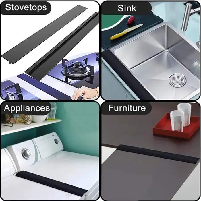 Bande d'étanchéité en silicone pour cuisinière à gaz, bande anti-graisse et anti-taches pour cuisine, insert en silicone, accessoires de cuisine