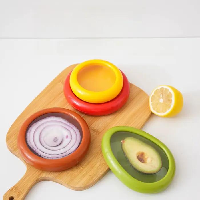 Boîte de rangement de cuisine réutilisable, récipient de légumes, Mini oignon d'avocat pour la cuisine, fruits frais, boîte de rangement pour réfrigérateur, design moderne, imperméable, plastique, gris foncé, gris clair, prune, vert clair