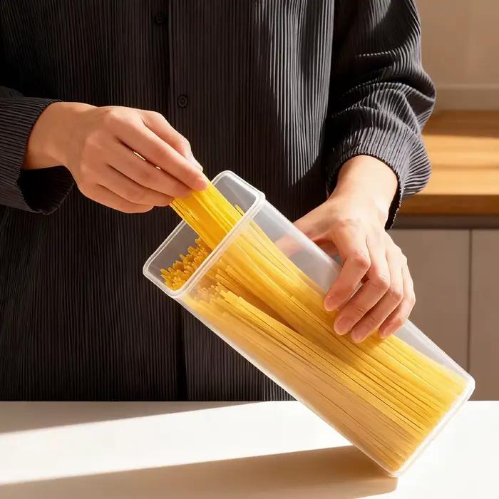 Boîte de rangement de pâtes WORTHBUY avec poignée nouilles résistantes à l'humidité boîte scellée conteneur de stockage spaghetti organisateur de cuisine moderne élégant à offrir
