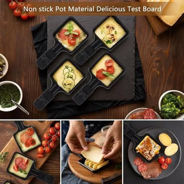 2 pièces Mini poêle à Raclette ensemble antiadhésif multi-fonction universelle électrique fromage oeufs gril