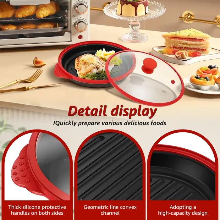 Plaque de cuisson pour micro-ondes avec couvercle