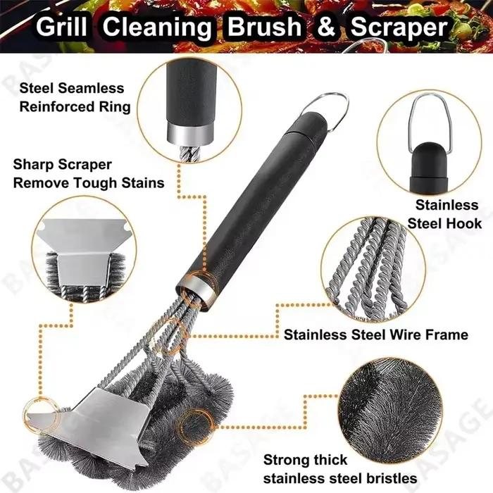 Brosse de nettoyage pour barbecue en acier inoxydable