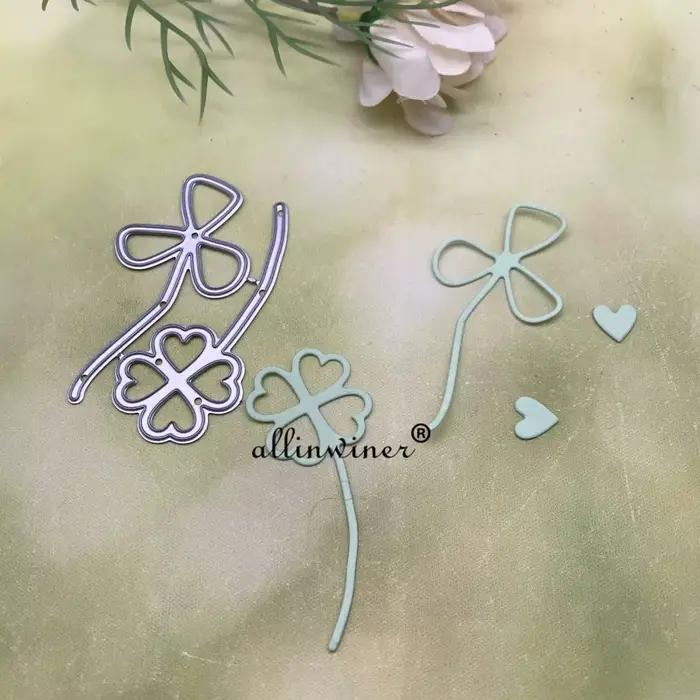 Pochoirs découpés en acier au carbone pour scrapbooking et gaufrage de cartes en papier花卉四叶草金属裁剪模版 适合手工艺和卡片装饰