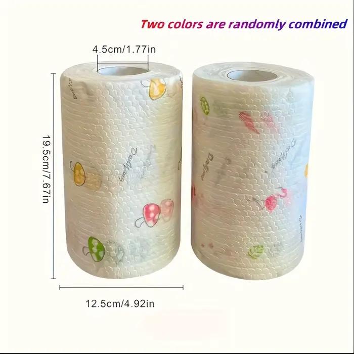 50 100 pièces/rouleau torchon absorbant épaissi papier de cuisine utilisation sèche et humide Non grasse motif aléatoire pour le nettoyage d'évier vaisselle
