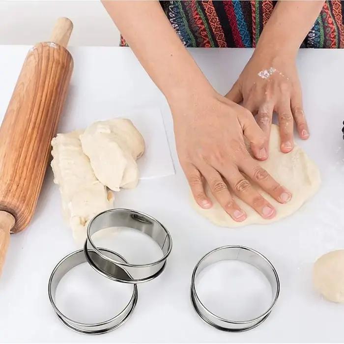 Anneaux à tarte à muffins en acier inoxydable, moule à anneau rond exécutif, anneau à double roulage, bricolage, tarte aux fruits, gâteau et biscuit, 8 cm, 9 cm, 10cm