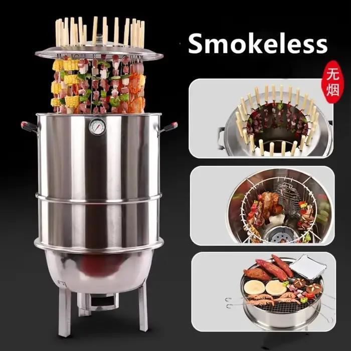 Barbecue sans fumée en acier inoxydable OEING pour pique-niques, camping et chasse, avec contrôle de température et facilité d'entretien