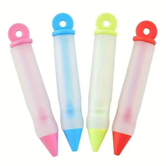 Nouveau ensemble de stylos de gaufrage en Silicone, stylo d'écriture de crème au chocolat, bouche de gaufrage, outils de cuisson de gâteaux, biscuits, desserts, crayon décoratif