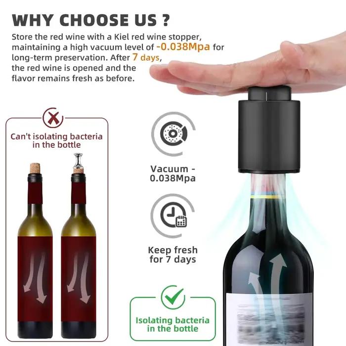 Bouchon de bouteille de vin sous vide, 1/2 pièces, bouchon de stockage scellé, bouchon de vin à mémoire de forme, Style poussoir, ustensiles de Bar, liège de vin, outils de Bar noirs