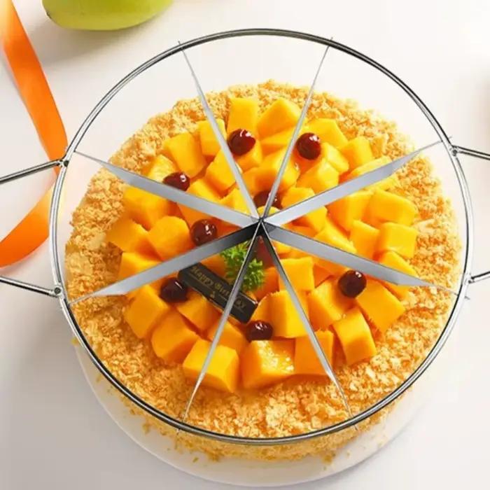 Coupe-gâteau en acier inoxydable, marqueur de portions de pâtisserie, diviseur de pizza et de tarte, pour 4 à 10 tranches, outils de pâtisserie, cuisine