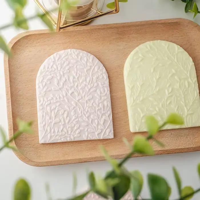 Feuille fleur vigne plantes vertes Texture Fondant emporte-pièce timbre Biscuit gaufreur moule dentelle arquée Dessert gâteau outil de décoration