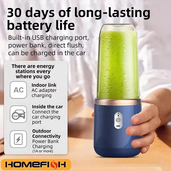 HOMEFISH Nouvelle centrifugeuse multifonction portable rechargeable pour étudiants et usage domestique, petit gobelet à jus