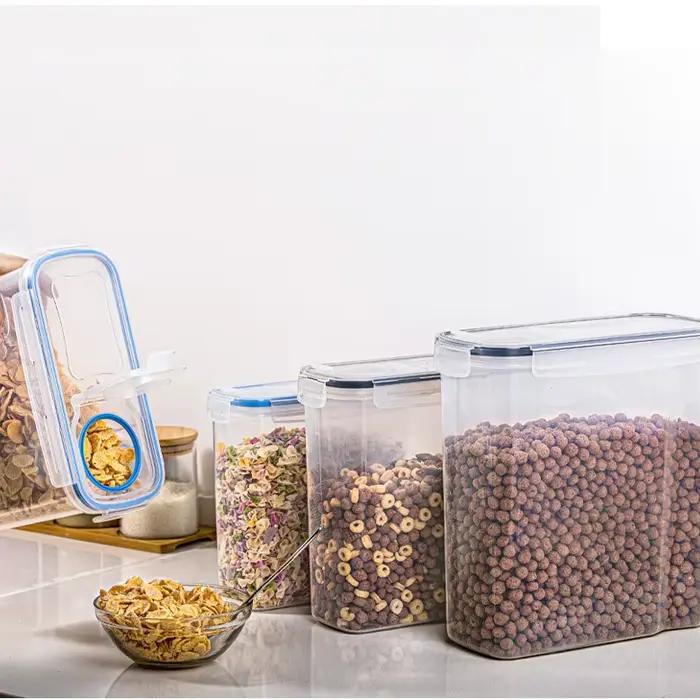 Boîte de stockage des aliments scellée de 4l, en plastique Transparent scellé, étanche à l'humidité et aux fuites, seau de rangement de cuisine, étagère d'organisation