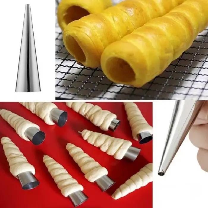 6 pièces/ensemble moules en acier inoxydable pâtisserie crème corne gâteau pain moule Tube conique cône rouleau