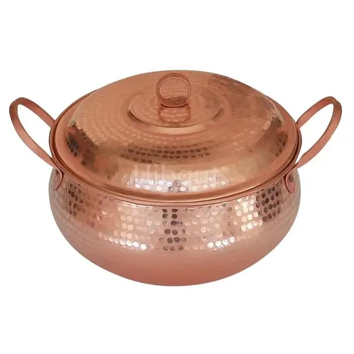 Casserole pure faite à la main en cuivre violet avec marmite à ragoût de cuisine épaisse avec couvercle