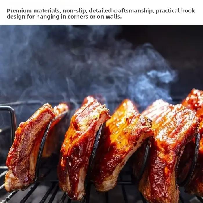 Supports à côtes de bœuf portables antiadhésifs extra longs en acier au carbone pour barbecue et pique-nique en extérieur