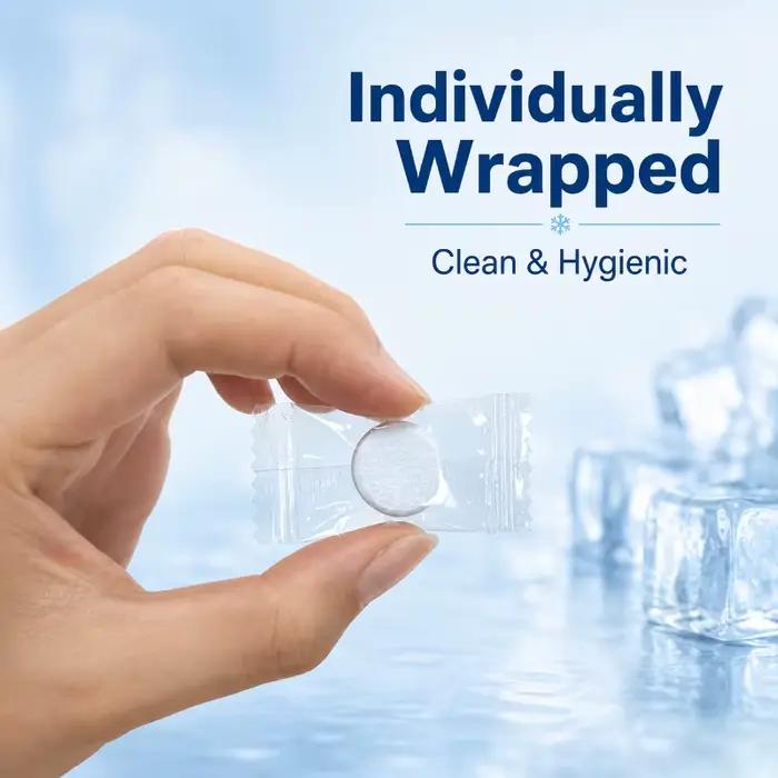 Tablette de nettoyage pour machine à glaçons détartrante sûre pour éliminer les résidus de calcaire et purifier le goût de l'eau pour usage domestique et professionnel