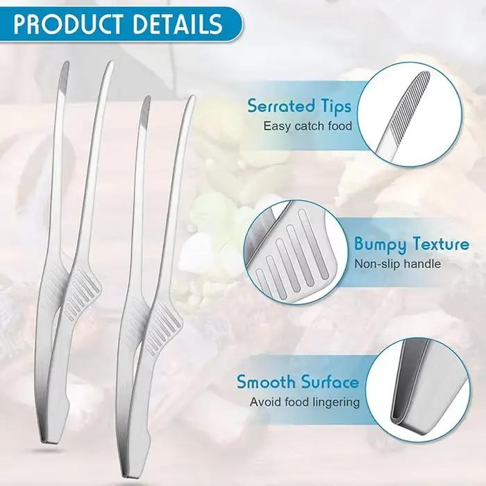 Pinces à Barbecue, ustensiles de cuisine antidérapants, pinces en acier inoxydable pour servir des aliments, des salades, le Camping, le Barbecue, le Buffet