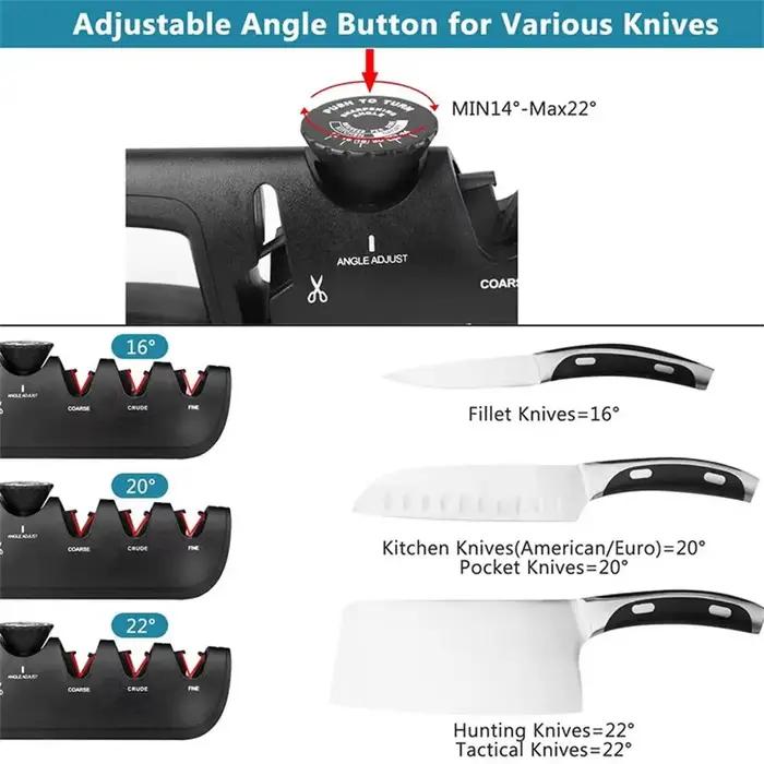 Affûteur de couteaux, 4 angles d'affûtage réglables