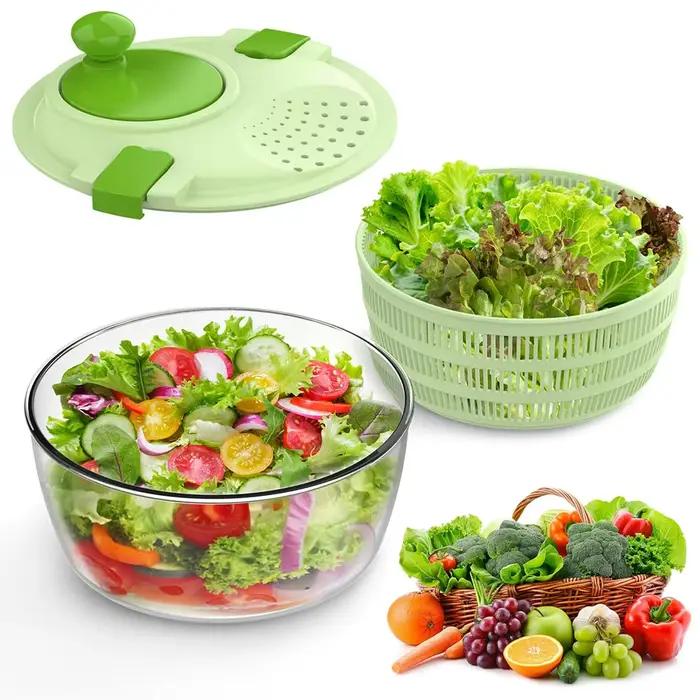 Lave-salade et essoreuse 4,5L avec panier de lavage pour légumes et bol de service essoreuse à laitue moderne pour cuisine élégante et nettoyage facile