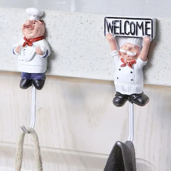 Cuisine créative Chef dessin animé support de rangement crochets mur cintre