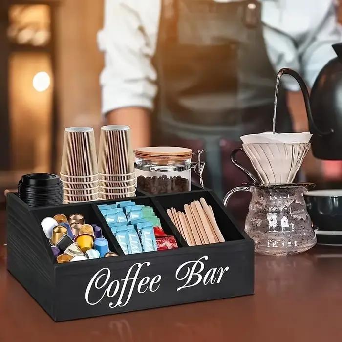Boîte de rangement de café en bois, 1 pièce, organisateur d'épices de comptoir, armoire de Bar à café polyvalente, boîte de rangement de comptoir de cuisine
