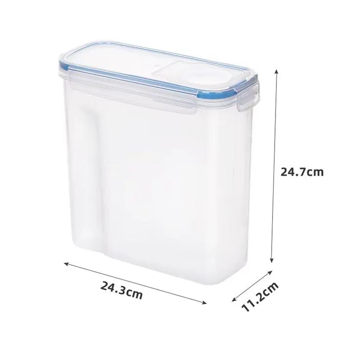 Boîte de stockage des aliments scellée de 4l, en plastique Transparent scellé, étanche à l'humidité et aux fuites, seau de rangement de cuisine, étagère d'organisation