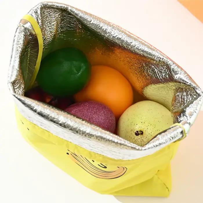 Sac de rangement pour fruits et légumes, sac à cordon pour réfrigérateur, sac de rangement pour la fraîcheur, sac de voyage, sac en film d'aluminium isolé, 1 pièce