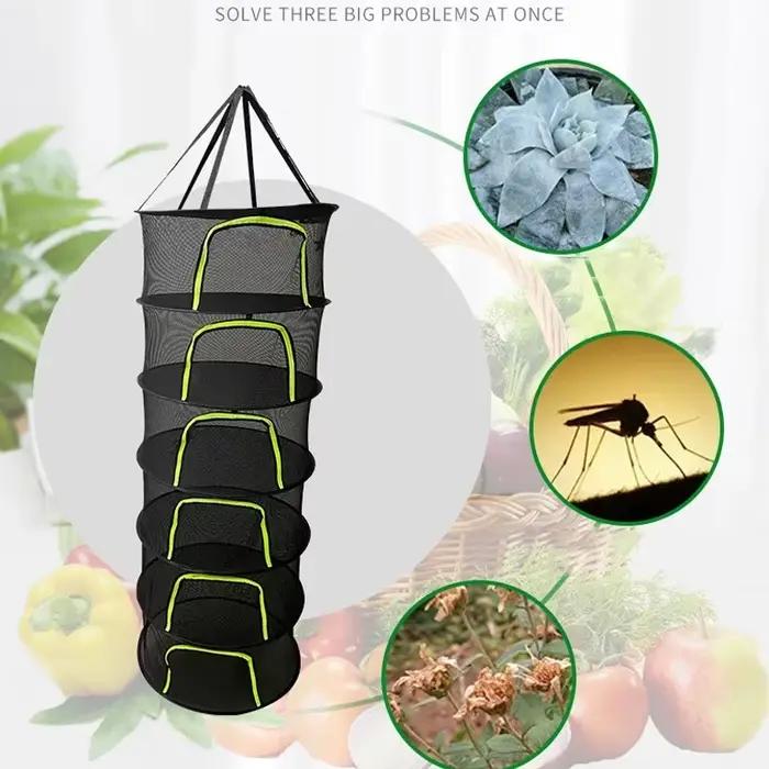 Séchoir à herbes et légumes pliable, filet de séchage de 2 à 8 couches pour poissons et herbes, panier suspendu avec maille, organisateur de fleurs, bourgeons et plantes
