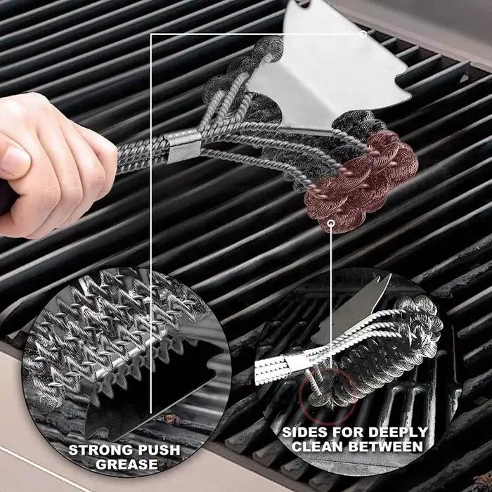 Brosse de nettoyage de gril avec grattoir