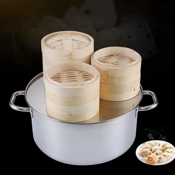 Ensemble d'ustensiles de cuisine pour la cuisson à la vapeur, comprenant un panier vapeur, un récipient vapeur, un cuiseur vapeur, un cuiseur vapeur en bambou, pour la préparation de délicieux pains B