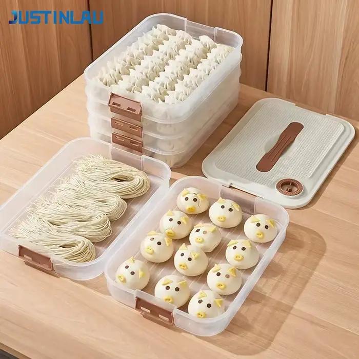Boîte de rangement pour raviolis JUSTINLAU, conteneur alimentaire multicouche empilable à clipser, boîte de conservation fraîcheur, boîtes scellées pour la cuisine domestique