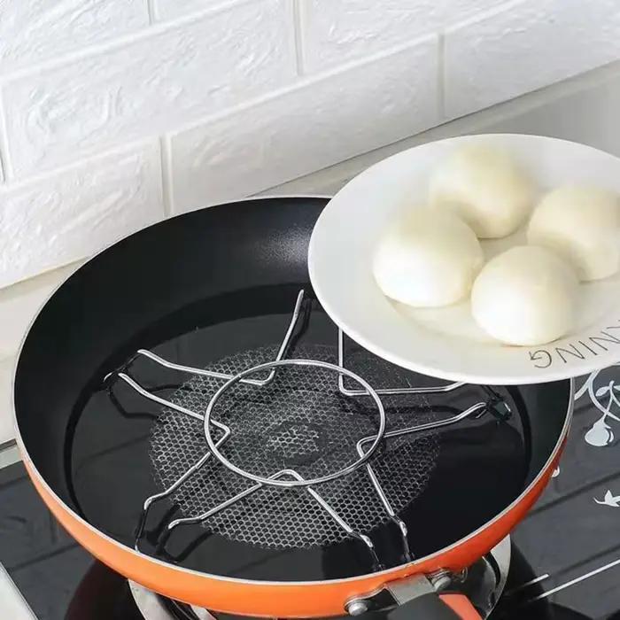 Support de casserole en acier inoxydable gris clair ou vert clair pour cuisson à la vapeur et woks polyvalent pour divers appareils de cuisine et occasions spéciales