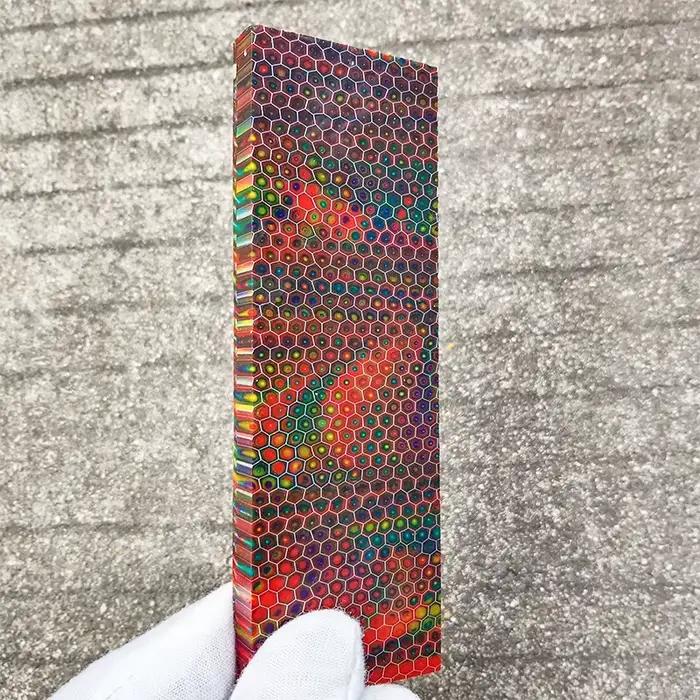 Poignée de couteau C-Tek de couleurs mélangées, 2 pièces, plaque de matériau de bricolage, matériau en résine, Grain de serpent, motif nid d'abeille, poignée de fronde 120x40x8mm