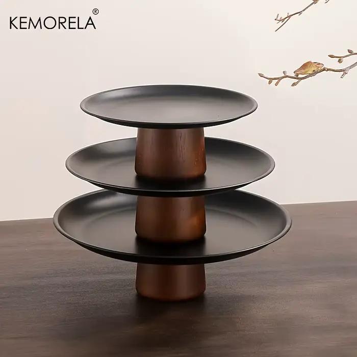 KEMORELA Présentoir à gâteaux en bois d'acacia, présentoir à desserts pour mariages, anniversaires, plateau à cupcakes, plateau à gâteaux d'Halloween et de Noël