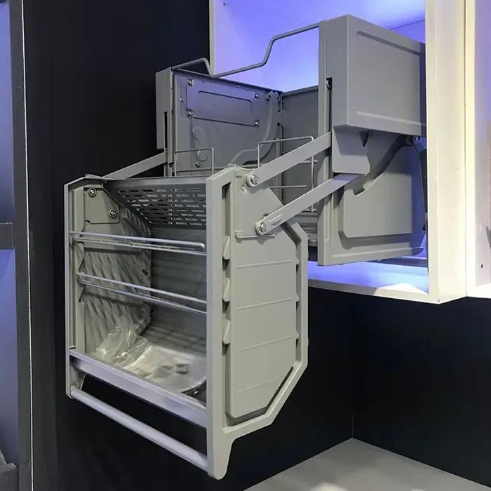 Armoire supérieure de réfrigérateur panier à double corps armoire suspendue double couche levier rabattable support de rangement cuisine cuivre ou jaune pour cuisine moderne et organisée