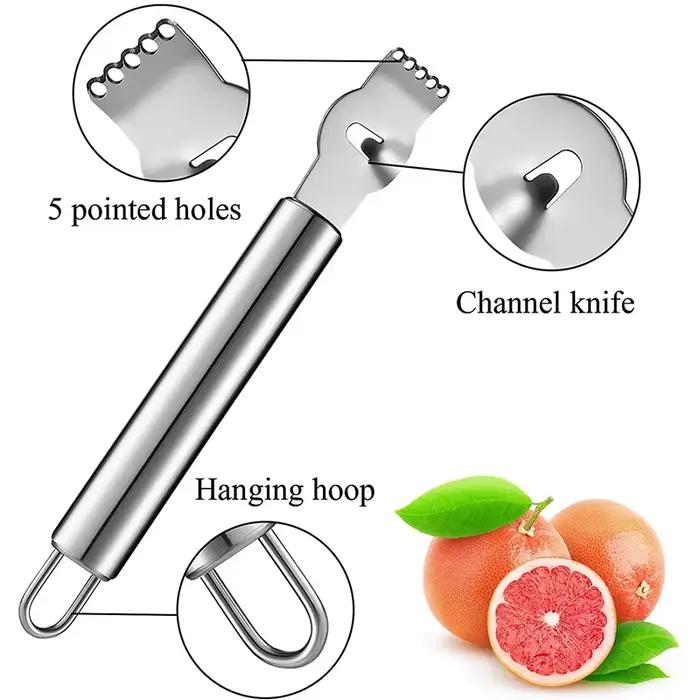 Râpe à citron en acier inoxydable avec couteau à canal et boucle de confrontation