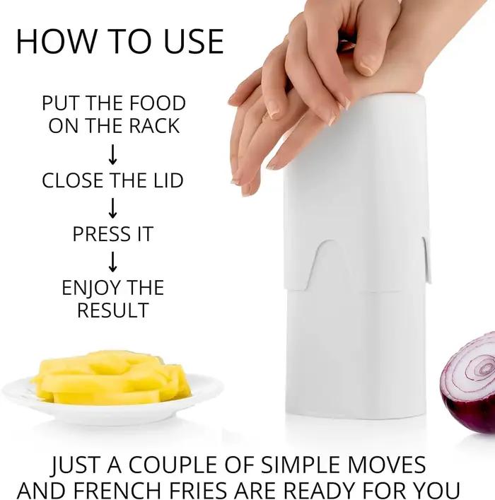 Outil de coupe de frites blanches, broyeur d'aliments et de légumes, coupe naturelle manuelle pour une coupe rapide des légumes et des pommes de terre