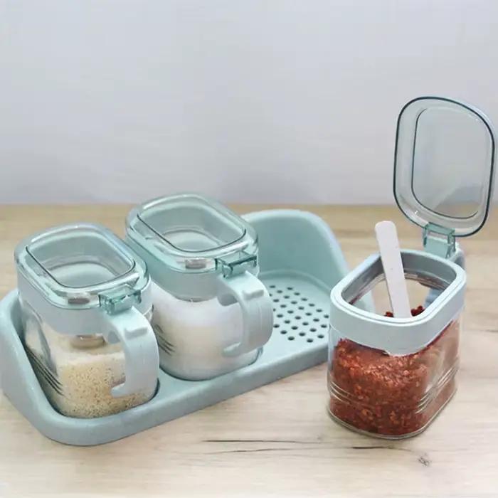 Bocal à épices en plastique et verre transparent, boîte d'assaisonnement, bouteille de stockage d'épices de cuisine, outils de boîte à poudre de cumin Belle