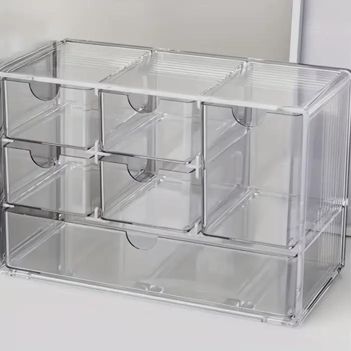 Boîte de rangement transparente à six compartiments