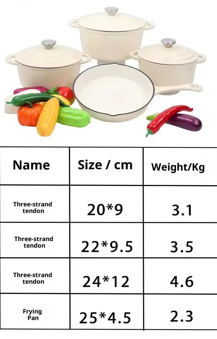 Ensemble de 7 ustensiles de cuisson modernes et durables en fonte émaillée : Casserole