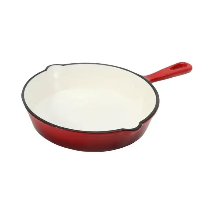 Cuisson antiadhésive en fonte émaillée, four hollandais universel rouge, poêle à Omelette ronde à fond plat, cuisinière à Induction
