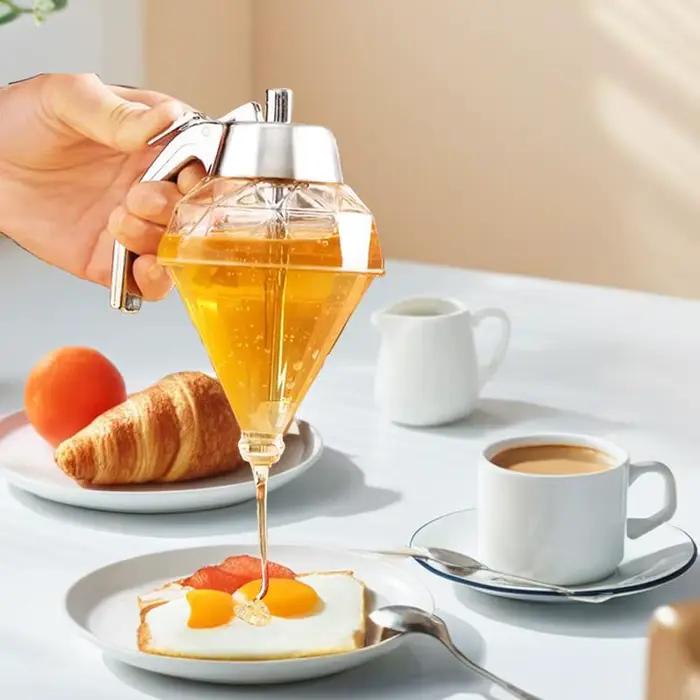 Pot de miel à pression créatif, bouteille à presser, pot scellé en plastique, Type d'entonnoir, Pot de sirop avec bocaux à Base d'arrosage