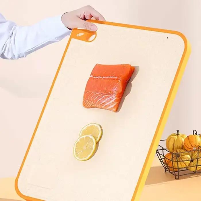 Planche à découper antibactérienne Double face en paille de blé, planche collante multifonctionnelle en plastique antidérapante Anti-moisissure pour la cuisine de la maison