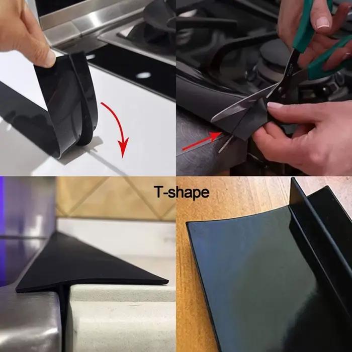 Bande d'étanchéité en Silicone pour cuisinière à gaz de cuisine, bande Anti-taches, bande d'insertion en Silicone, accessoires d'ustensiles de cuisine